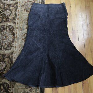 Vintage Danier Genuine Leather Black Suede A-Line Skirt Size US 8 UK 12